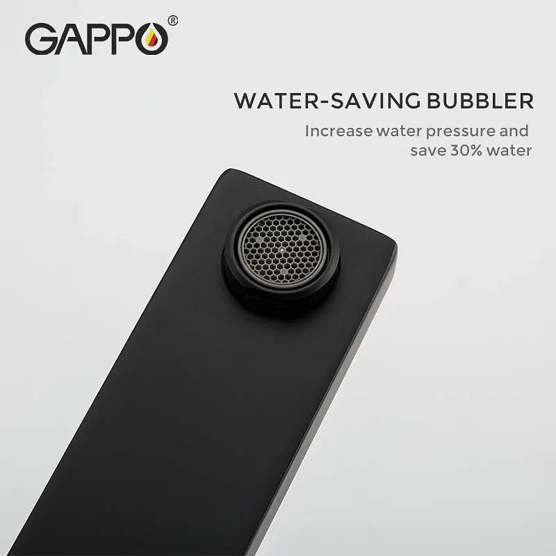 Душевая система Gappo G2417-6, излив - переключатель на лейку, черный, Черный матовый - фото 3