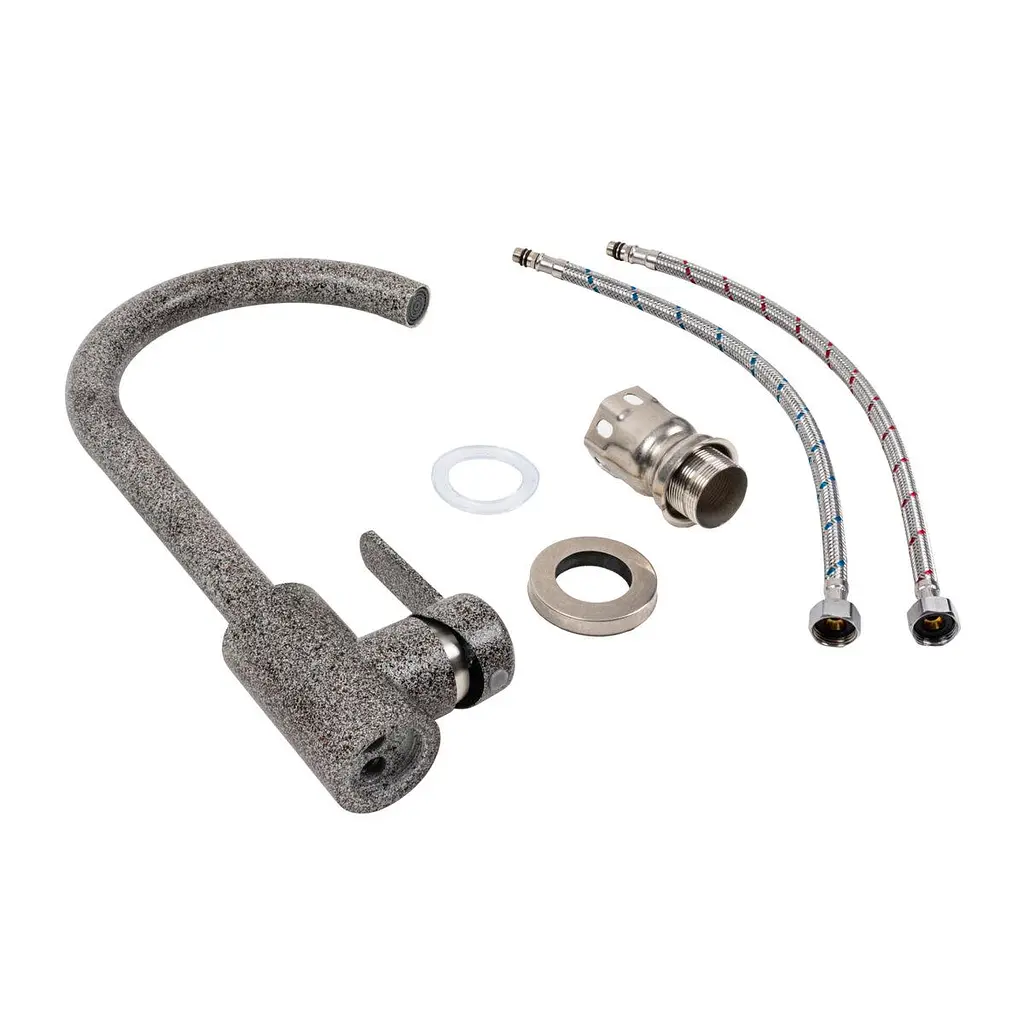 Змішувач кухонний Platinum 7990 NEST поворотний одноважільний з нержавіючої сталі мікс (SP000041080) - фото 2