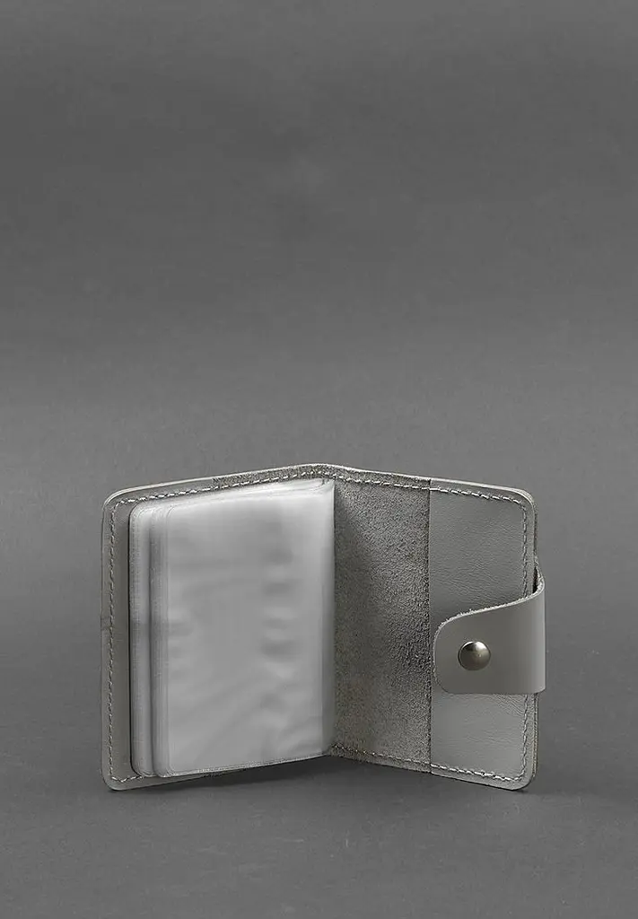 Женский кожаный кард-кейс 7.1 (Книжечка) серый - фото 4