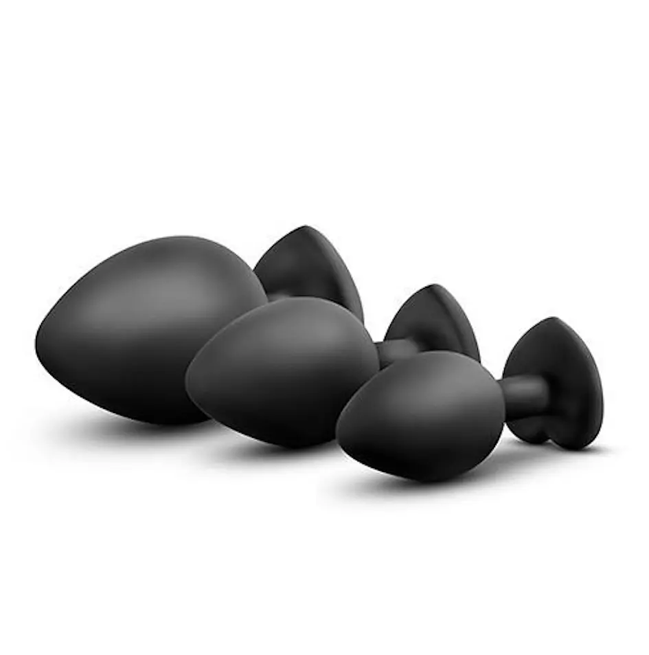 Набор анальных пробок Bling Plugs Trainer Kit 3 шт. (черный) - фото 2