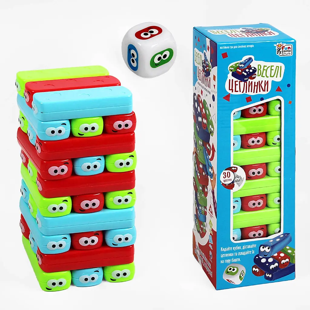 Настільна гра "Веселі цеглинки" UKB-B 0038 4FUN Game Club, 30 деталей, в коробці (6904660046337) - фото 2