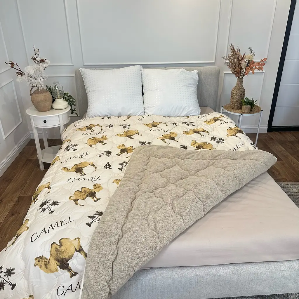 Ковдра євро відкрита двостороння з вовни Arda Camell wool 21438 195х215 см бежева - фото 2