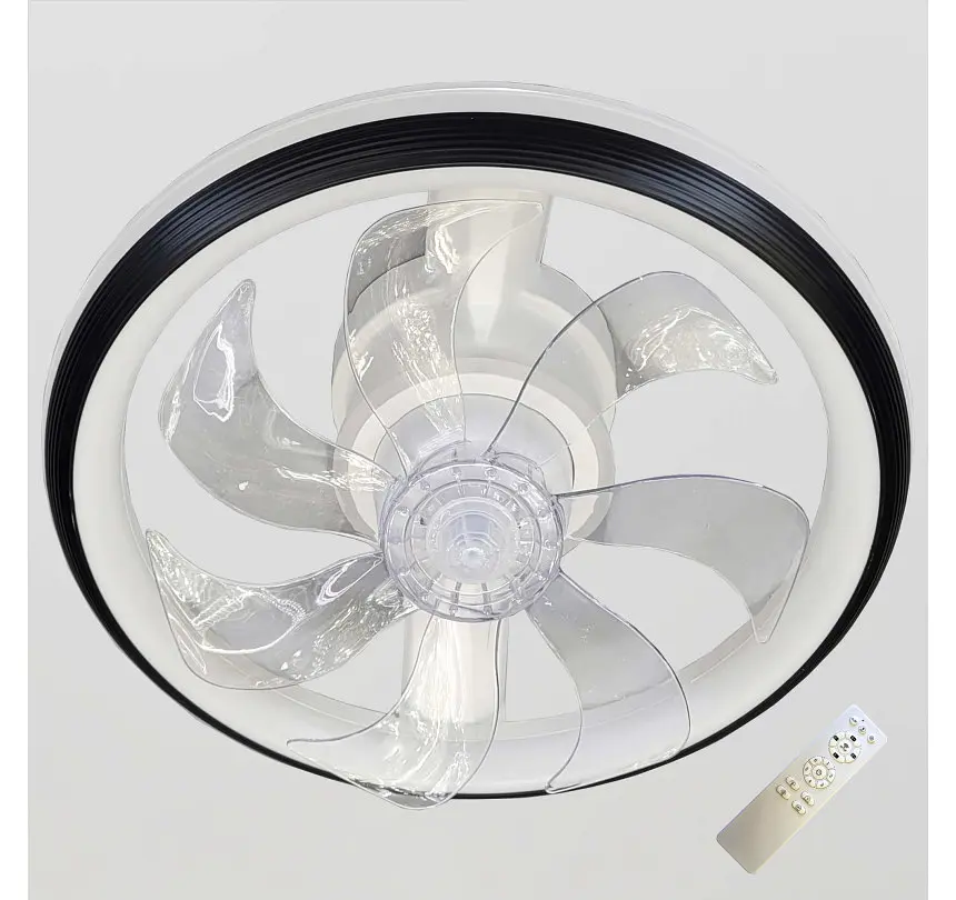 Стельова LED-люстра-вентилятор Artlight FS309BK, біла з чорною окантовкою, 76 Вт, від 10-18 м² - фото 2