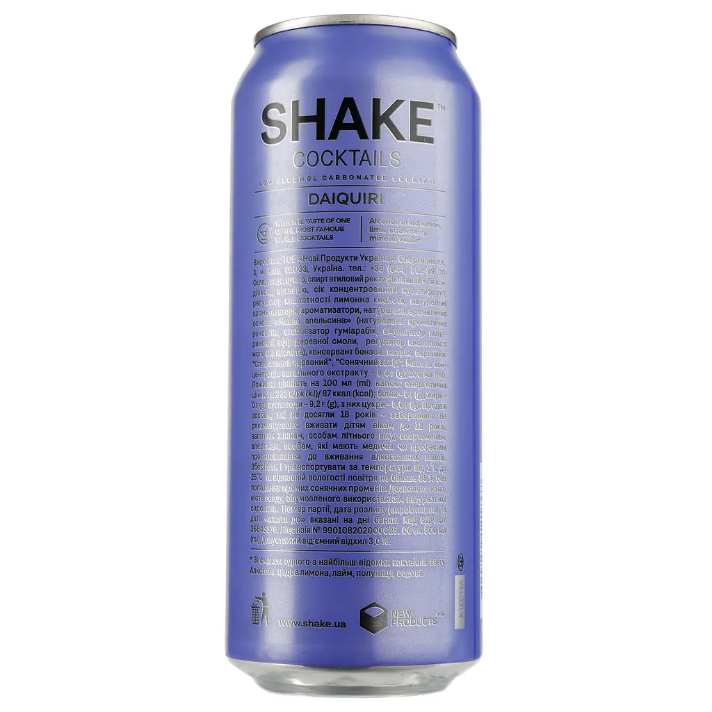 Упаковка напою слабоалкогольного Shake Daiquiri 7% 12 л з/б (0.5 л х 24 шт.) - фото 3