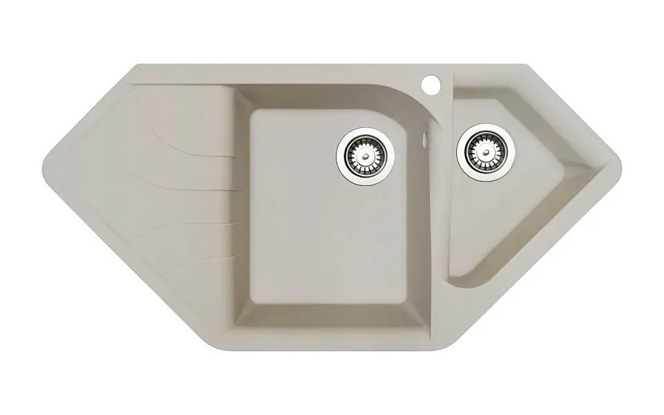 Кухонна мийка Adamant SPIRIT ivory 1000x500x225 мм, кутова з крилом 100 см - фото 4