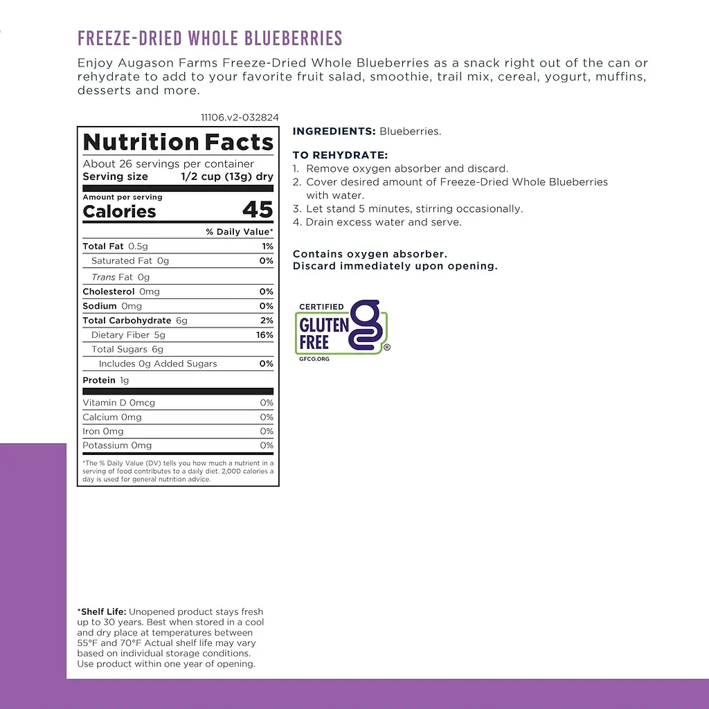 Сублімована чорниця з великим терміном придатності 30 років Augason Farms, 26 порцій (101122) - фото 6