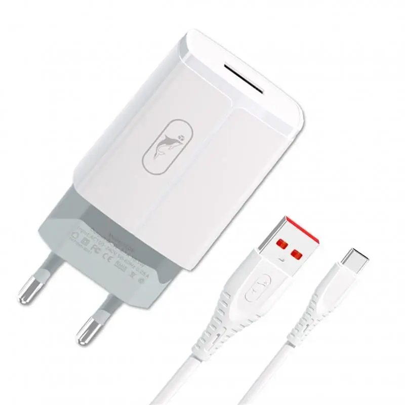 Мережевий зарядний пристрій SkyDolphin SC06T (1USBx2.4A) White + кабель USB Type-C (SDMZP-000179) - фото 2