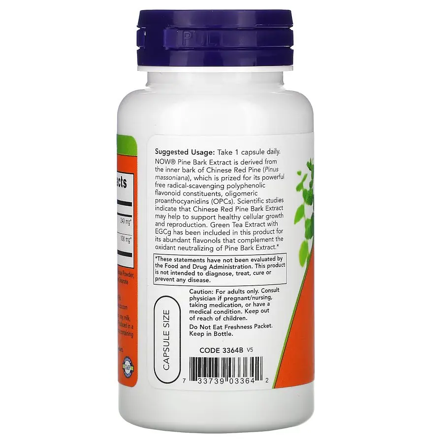 Натуральна добавка Pine Bark Extract 240 mg, 90 вегакапсул NOW fit0015560 - фото 3