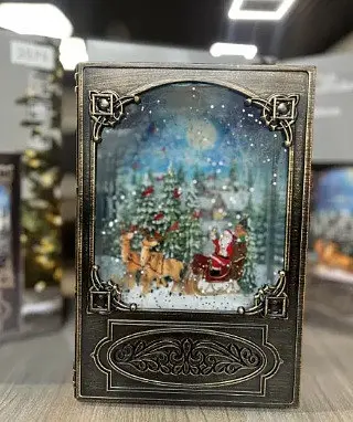 Новорічний нічник Xmas WDL-24023В музичний світильник з ефектом снігового вихору від батарейок Бронзовий - фото 2