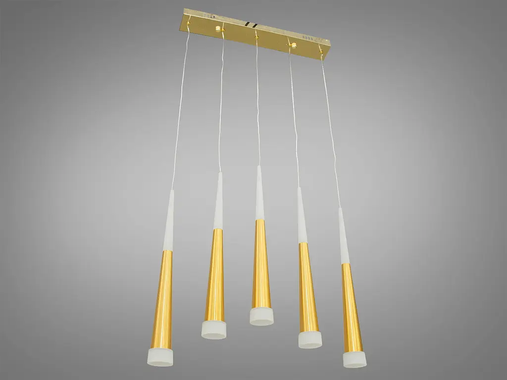 Люстра стельова LED Diasha 3002/5G, 18W, золота, сучасний стиль для високих стель, 5 ламп, 990 лм, IP20 - фото 3