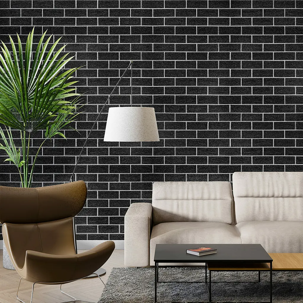 Самоклеюча стінова панель Sticker Wall Чорна 3D NEW CULTURAL WALL 70x70cmx5mm BLACK+WHITE (D) SW-00001503 - фото 7