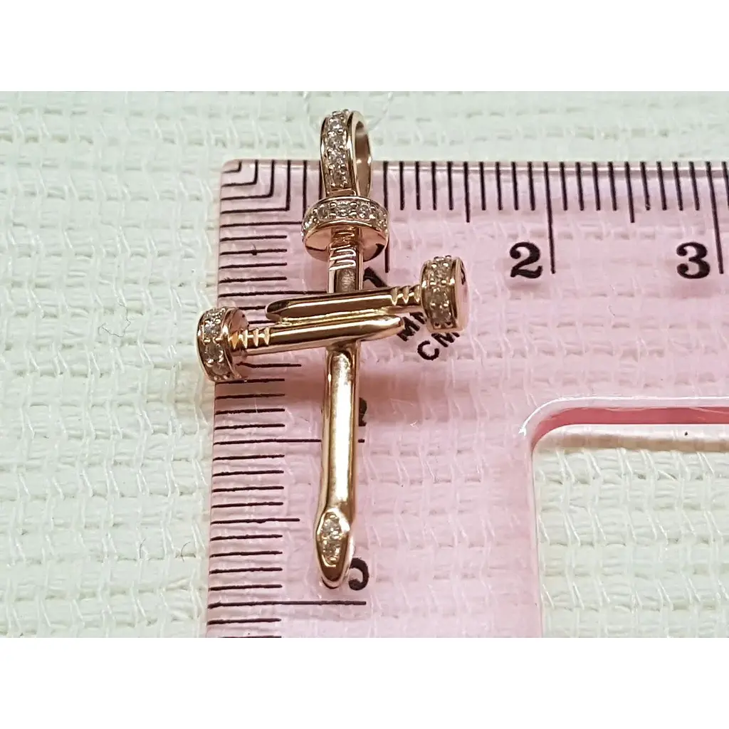 Золотий хрестик Харківська ювелірна фабрика з фіанітами. 700285-К - фото 4