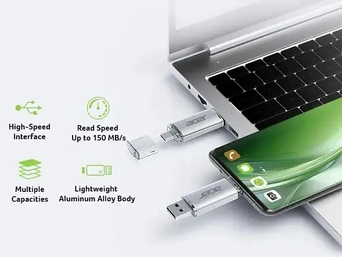 Флеш-накопичувач USB 32Gb UT300, Silver, Type-C / USB 3.2 Gen 1 (BL.9BWWA.588) Acer teh0029156 - фото 4