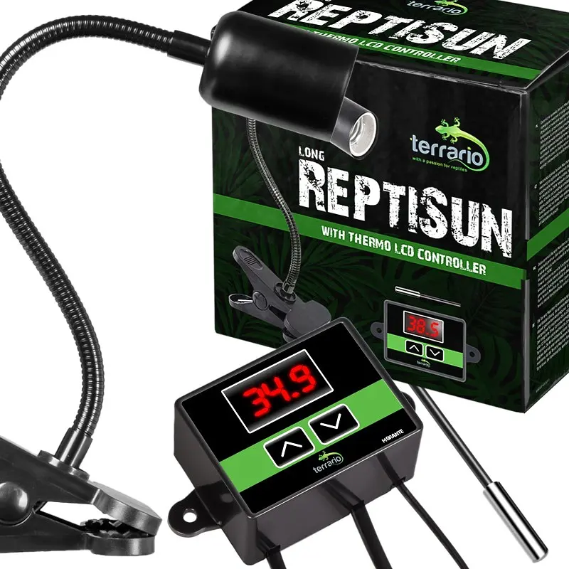 Світильник довгий з затискної ручкою і термостатом Terrario Long ReptiSun Temperature Control 200W - фото 6