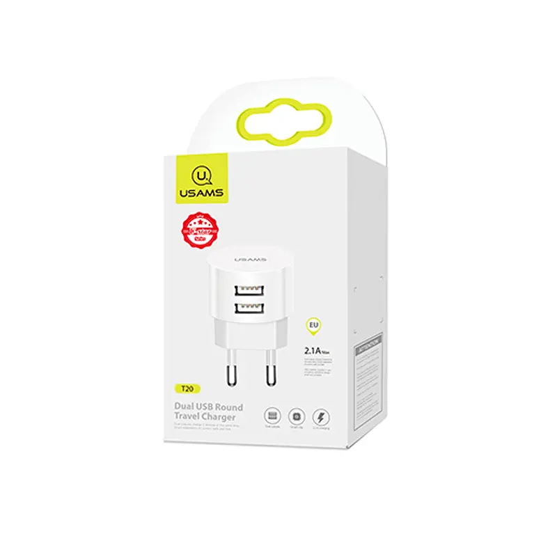 МЗП USAMS T20 Dual USB Round Travel Charger (EU) Білий - фото 4