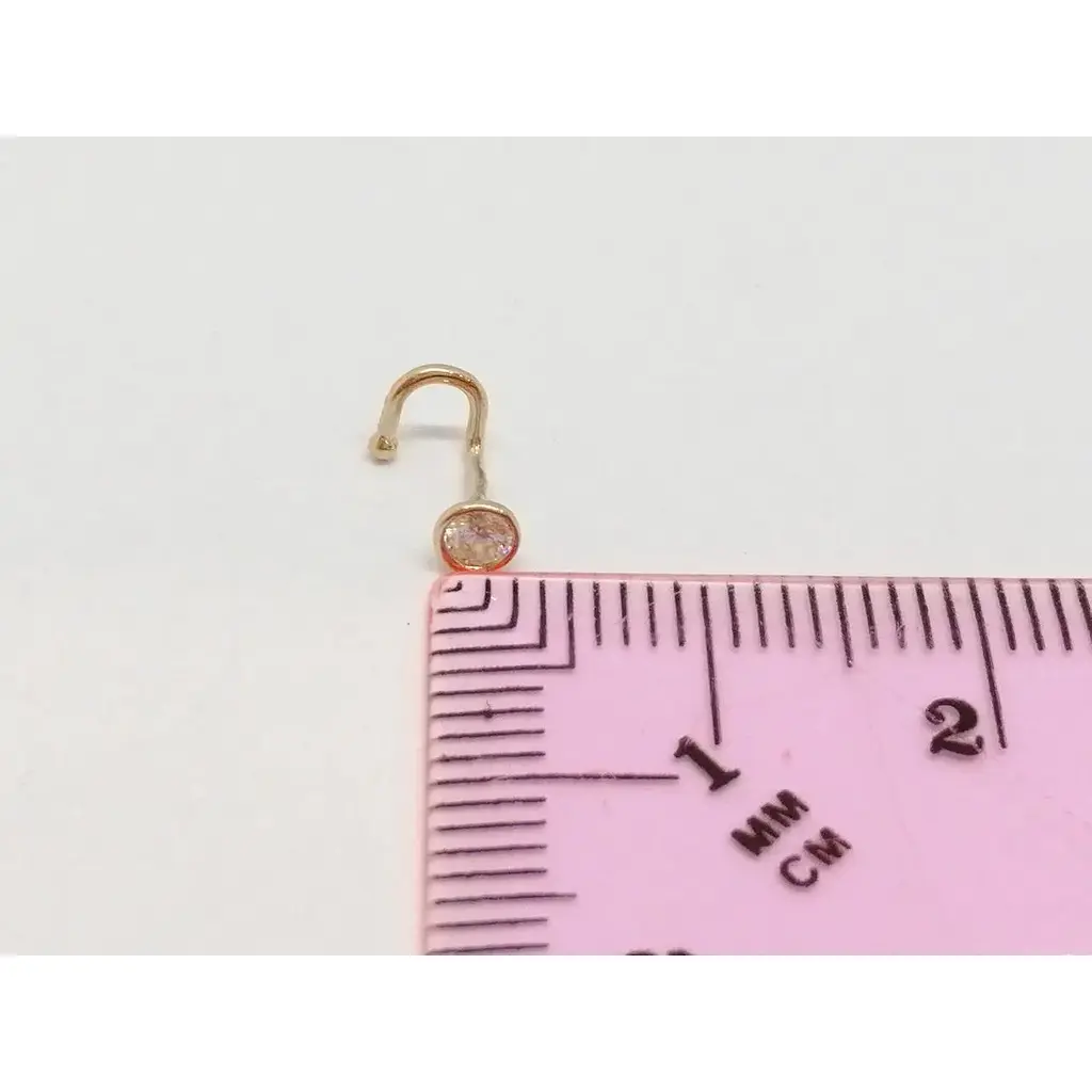 Золота сережка-пірсинг Столична Ювелірна Фабрика в ніс з фіанітом. 360020 - фото 3