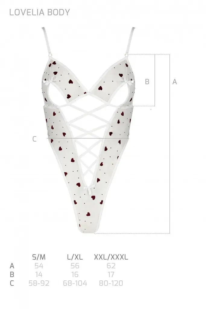 Спокусливе боді з серцем Passion Lovelia Body, L/XL, білий - фото 7