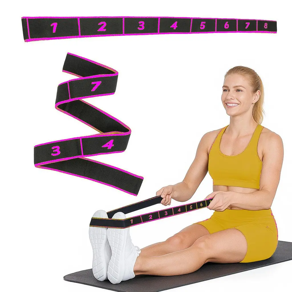 Резинка для фитнеса с петлями Gymtek 86,5х4см черно-розовая - фото 3