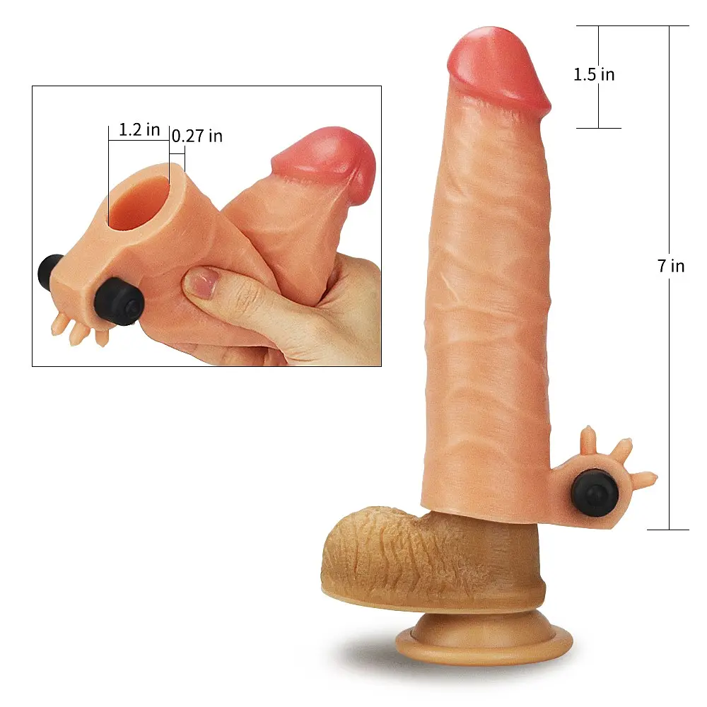 Насадка на пенис с вибрацией Lovetoy Vibrating Nature Extender 17.8 см телесный - фото 4