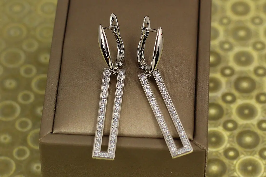 Сережки підвіски Xuping Jewelry прямокутники 4,3 см сріблясті - фото 2