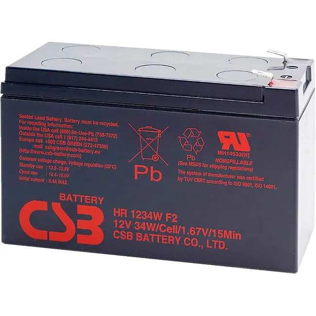 Акумулятор CSB AGM 12V [12V/9Ah/108Wh] [HR1234W] [112078] - фото 2