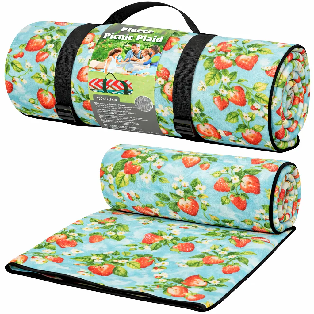 Плед складний утеплений для пікніка Bolan Home&Design Strawberry 130x170 см пляжний килимок фліс - фото 3