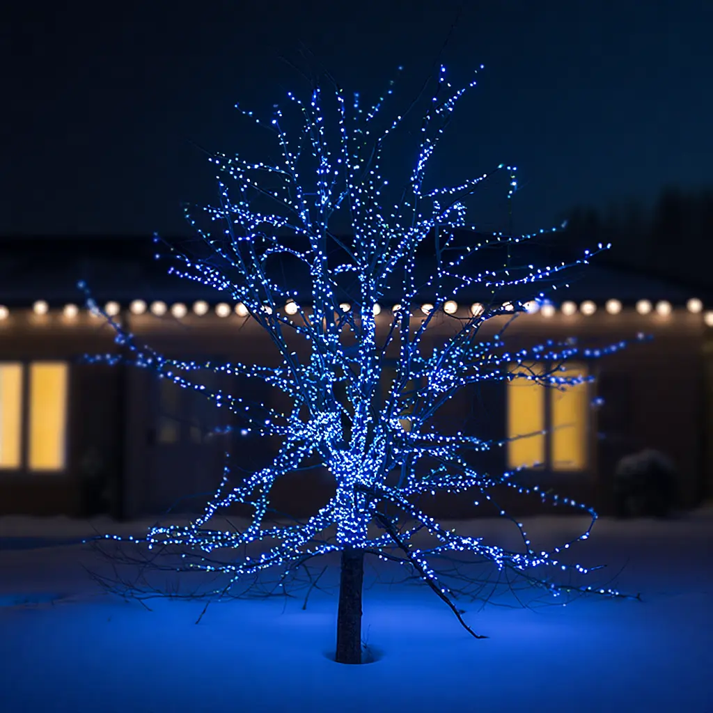 Новогодняя гирлянда уличная GarlandoPro 100 м 1000 LED солнечная батарея черный провод Синий SB1000L100MBBL - фото 2