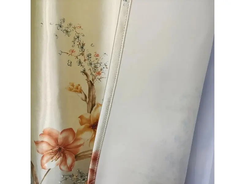 Атласні штори бірюзового кольору з ліліями 150х270 ALBO pbe0052926 - фото 5