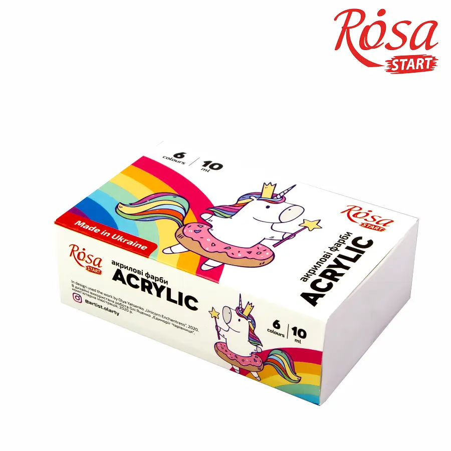 Набір акрилових фарб Unicorn 6×10 мл ROSA Start (4823098531029)