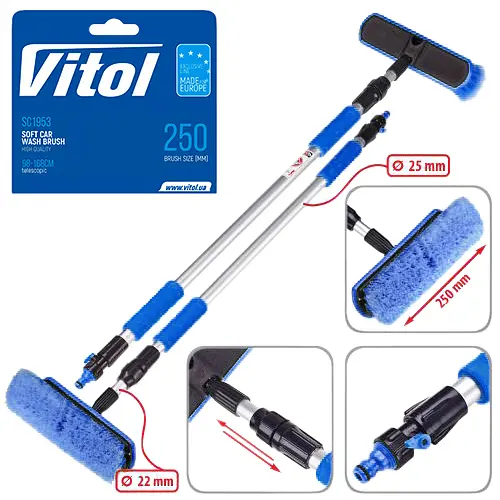 Щітка для миття авто з телескопічною ручкою Vitol 98-168 см (SC1953) - фото 2