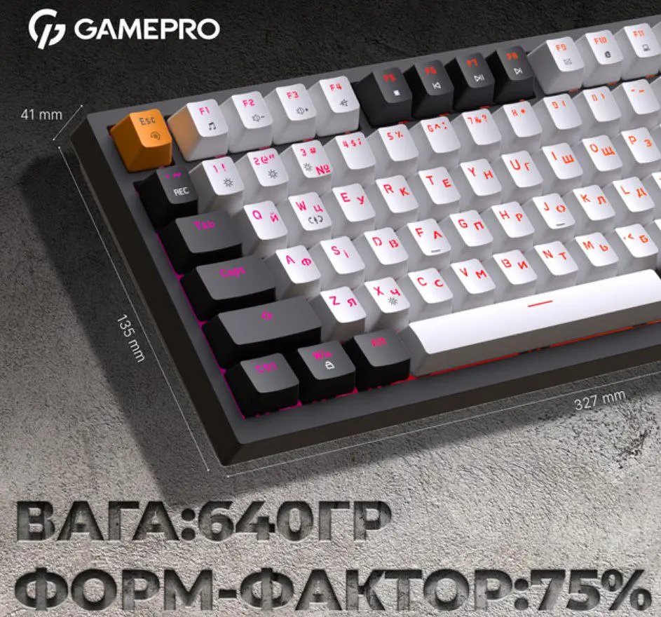 Клавіатура ігрова механічна GamePro MK-160 Red Swich Hot-Swap RGB Black-White - фото 10