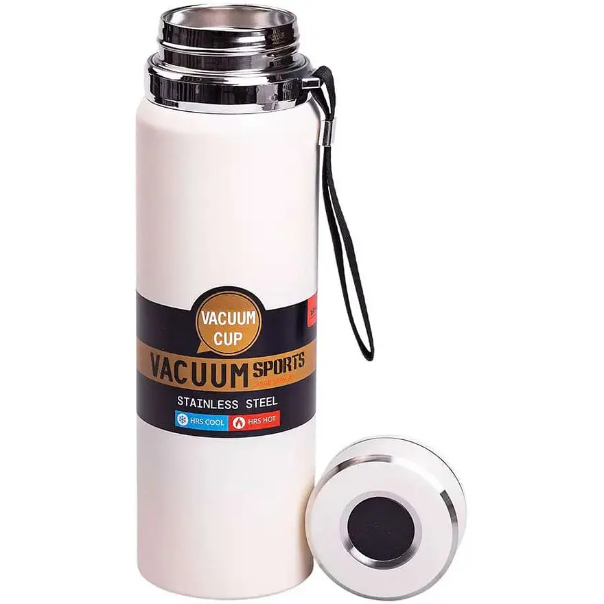 Термос Vacuum Sports 1 л с датчиком температуры и ситечком, белый Yiwu HP-14-30W - фото 2