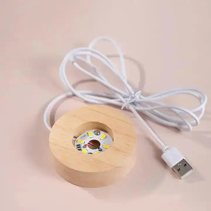Декоративный 3D ночник Хрустальный шар + дерево LED светильник Солнечная система теплый свет 5V - фото 4