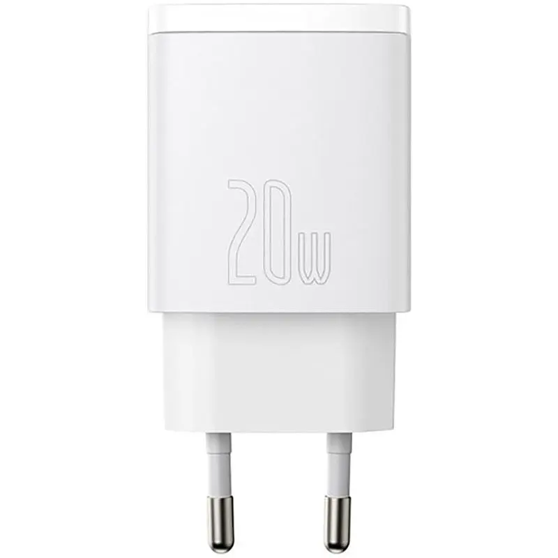 Сетевое зарядное устройство Baseus Compact Quick Charger 20W USB-A/USB-C White - фото 2