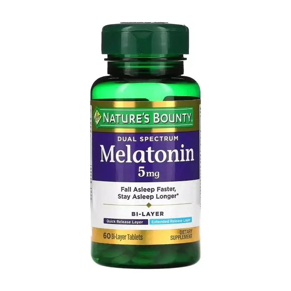 Амінокислота Nature's Bounty Мелатонін подвійного спектру, 5 мг, Melatonin Dual Spectrum, 60 таблев. (NRT53098)