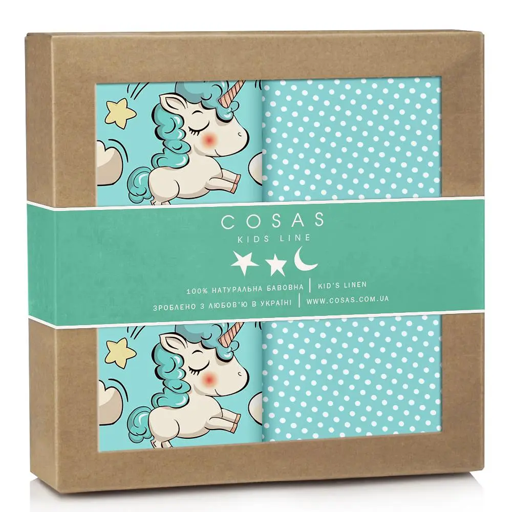 Багаторазові пелюшки дитячі MINT UNICORN 2шт COSAS (4822052045657)