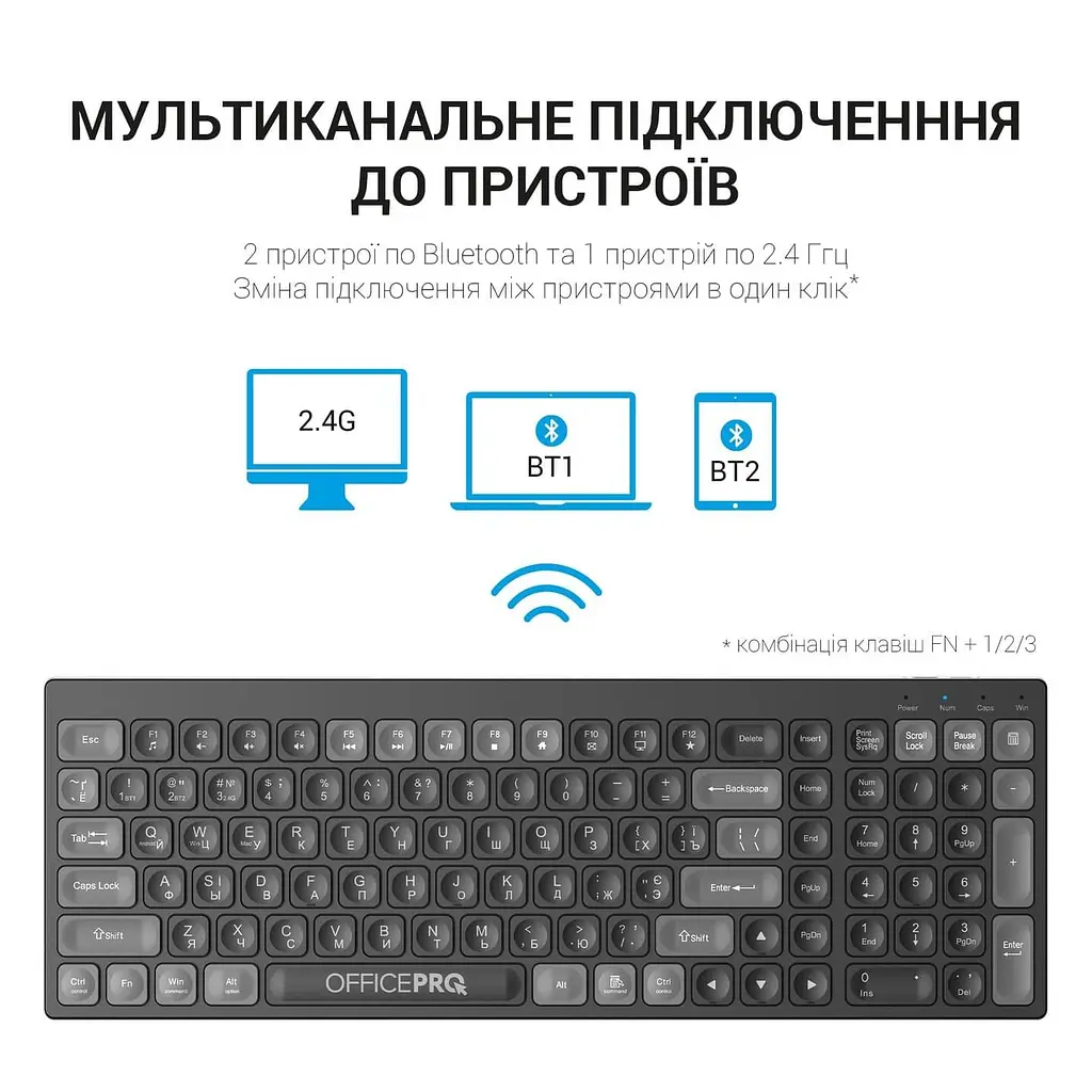 Клавіатура OfficePro SK985B Wireless Black (SK985B) - фото 6