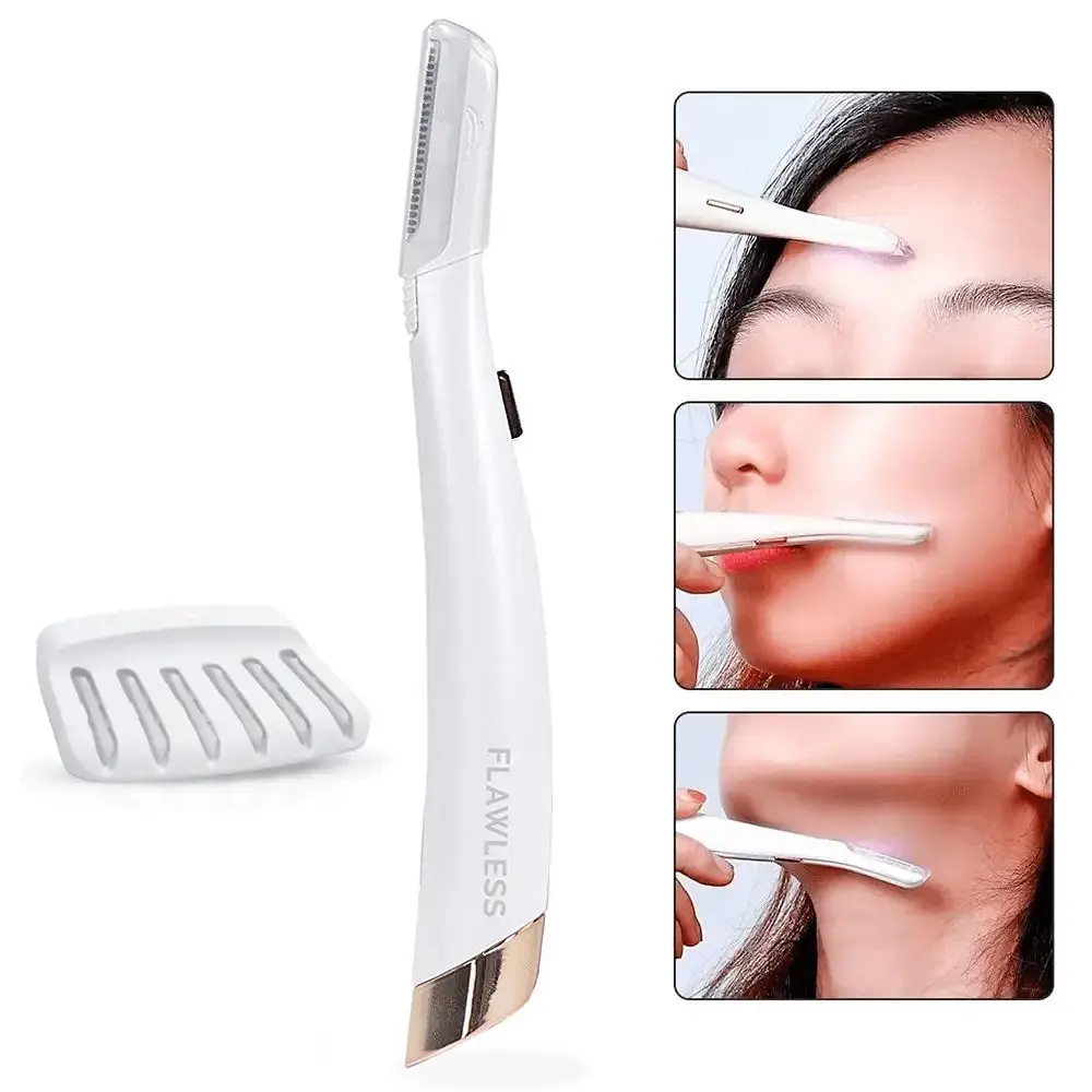 Портативний тріммер-епілятор для обличчя від батарейок Flawless Dermaplane • Тріммер для брів із підсвічуванням - фото 4