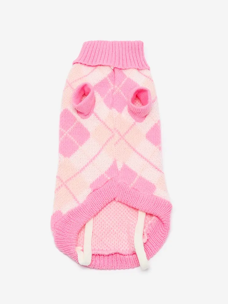 Светр для собак та котів EcoToys Diamond М ромби рожевий A: 26 см B: 30 см C: 20 см 6965 - фото 2