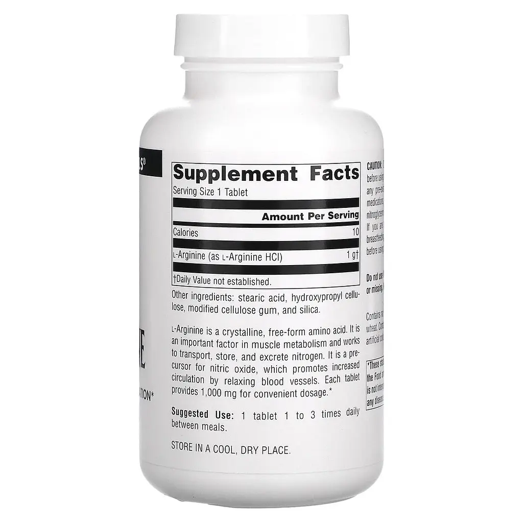 Аргінін Source Naturals L-Arginine 1000 мг 100 таб - фото 2