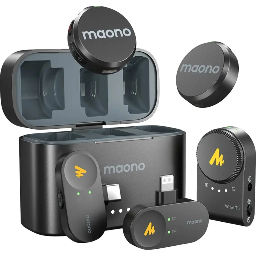 Мікрофонна радіосистема Maono Wave T5 Combo 2TX + RX + RX/Lightning + RX/USB-C Black (WM650A) [170468] - фото 2