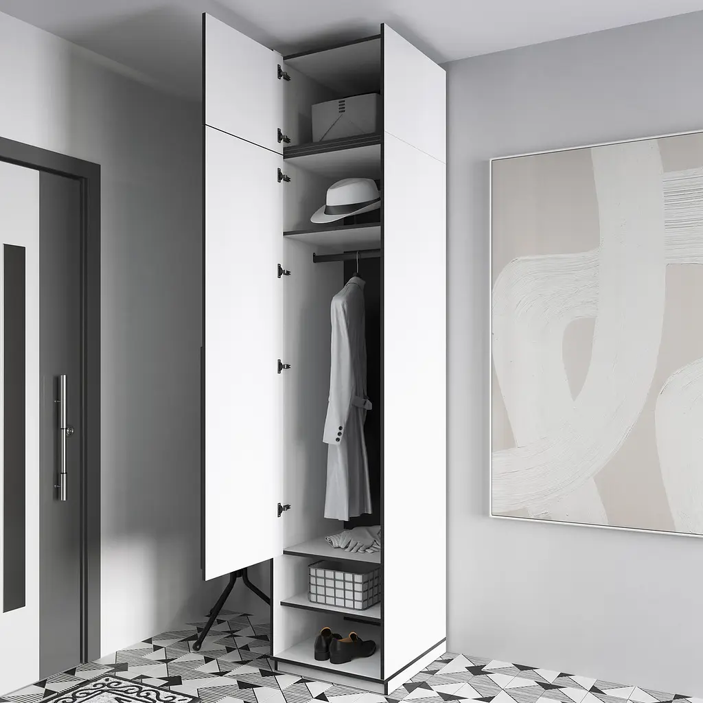 Пенал для будинку Flamecame з полицями у передпокій FR-02 Чорний Бетон - фото 4