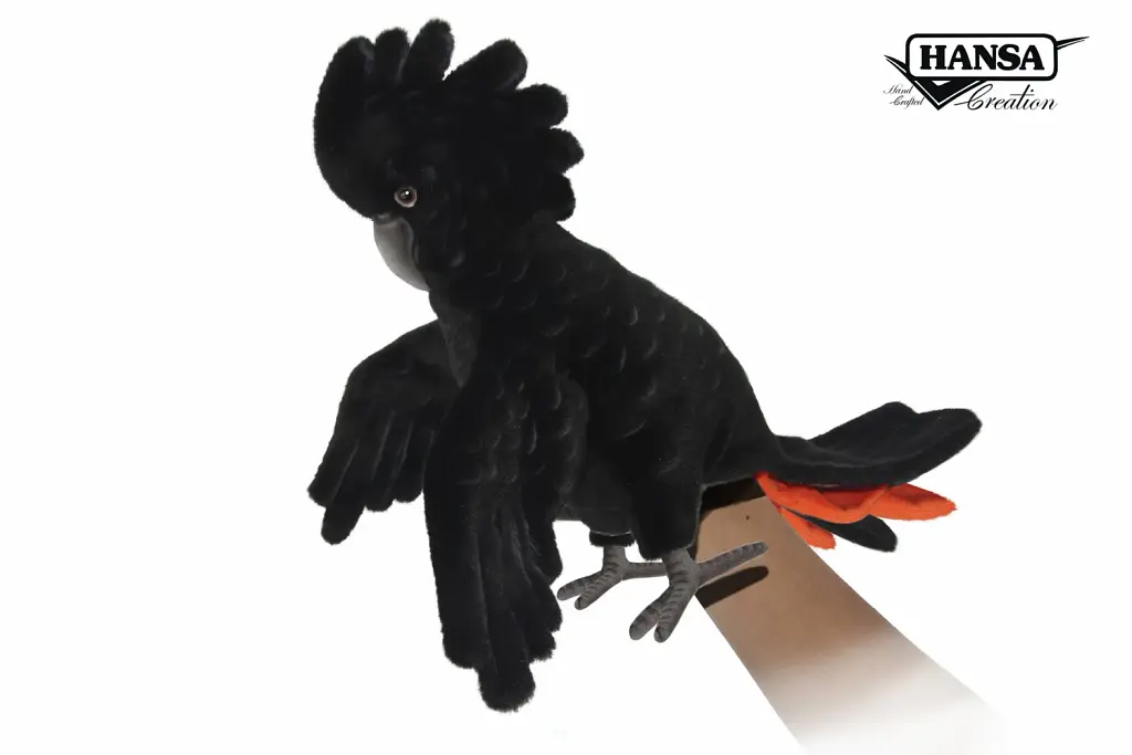 М'яка іграшка на руку Hansa Hansa Червонохвостий чорний какаду, серія Puppet, 49 см