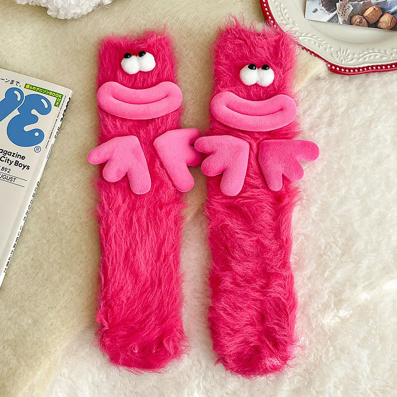Носки детские зимние с лицом и руками малиновые One Size 4234