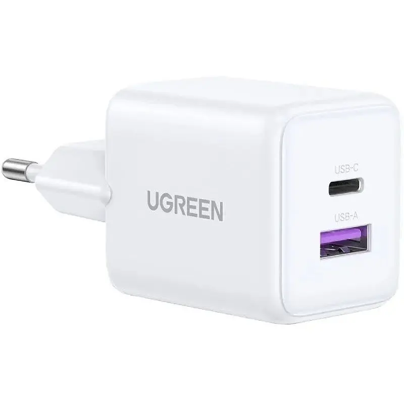 Зарядний пристрій 2xUSB 30W (USB-A + USB-C) X516 Gan білий Ugreen (65015) - фото 3