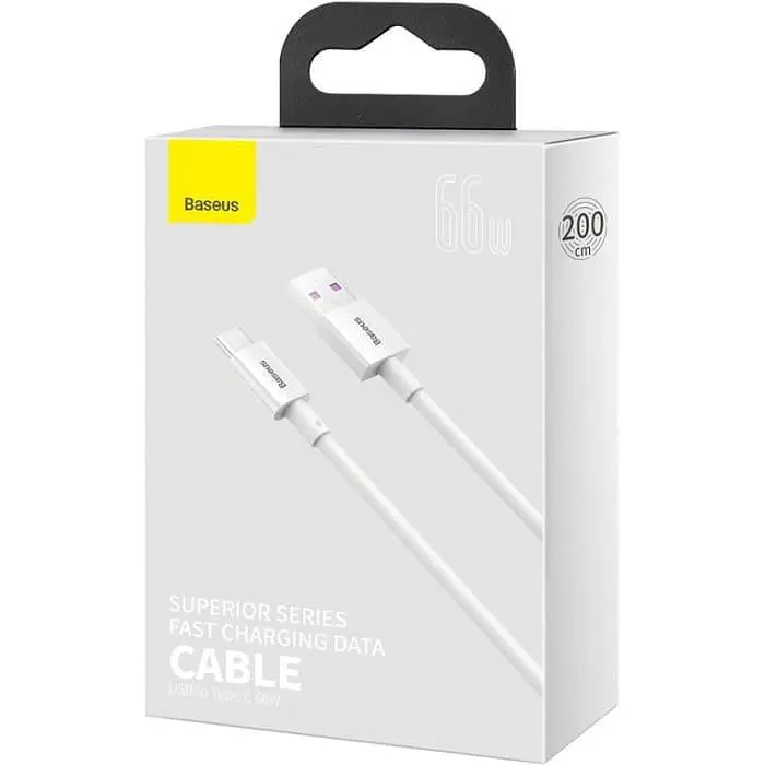 Кабель Baseus USB2.0AM-Type-C M, 2 м,(20V/3A), (66W) Superior Series Білий (CATYS-A02) - фото 2