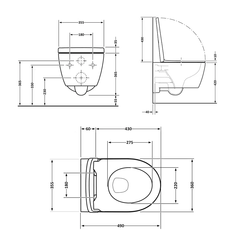 Унитаз подвесной Qtap Taurus безободковый с сиденьем Soft-close QT2433084EUQW, Белый - фото 2
