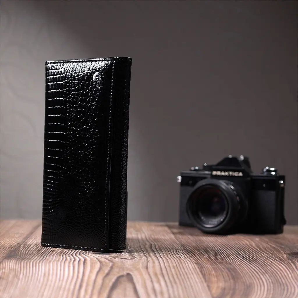 Жіночий гаманець із натуральної лакованої шкіри ST Leather 22679 чорний - фото 10