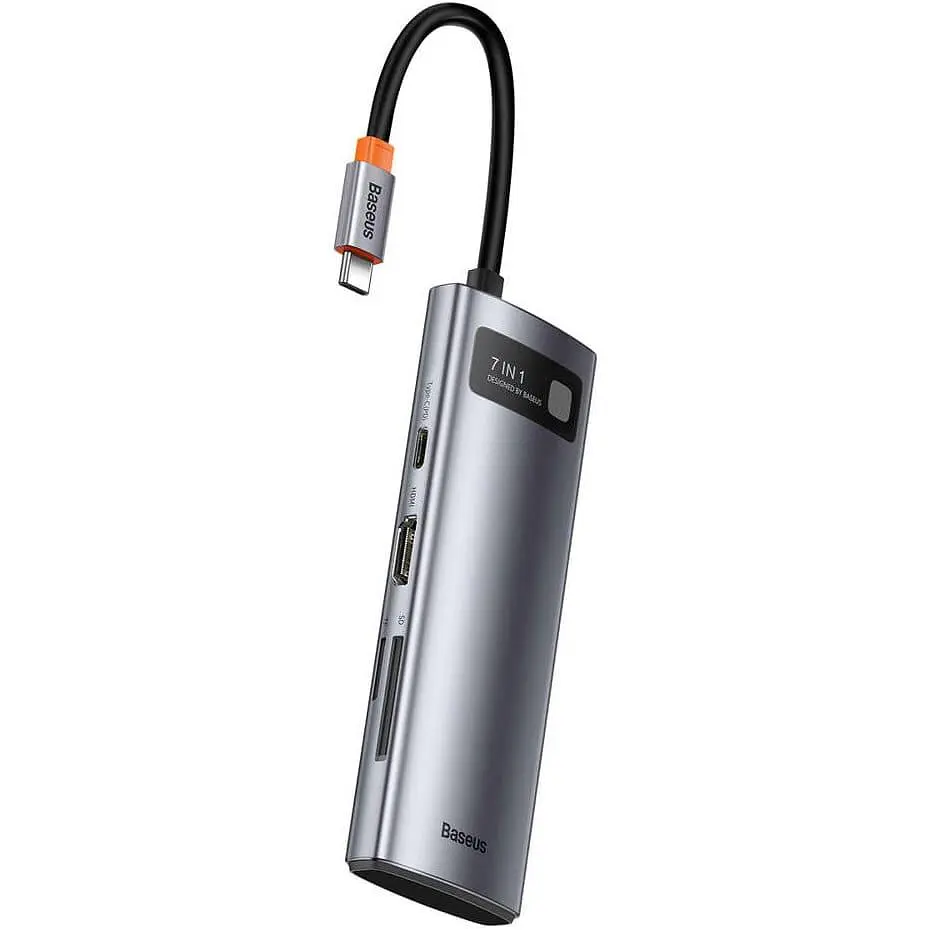 USB-Хаб Baseus USB-Hub Metal Gleam Series 7-in-1 Multifunctional Type-C HUB Docking Station Gray（Type-C to H (WKWG020113) - фото 2