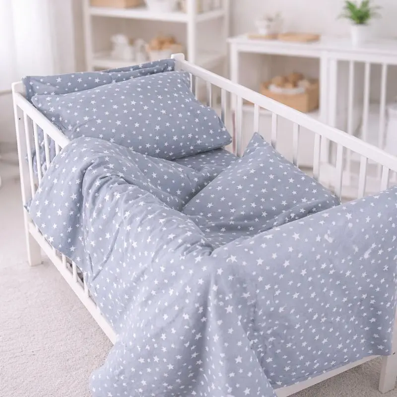 Дитяча постільна білизна MIRSON LITTLE KIDS фланель Grey Stars 110х160см (2200012800867) - фото 3